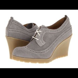 Dr Martens Sita 3 tie brogue grey mare wedges